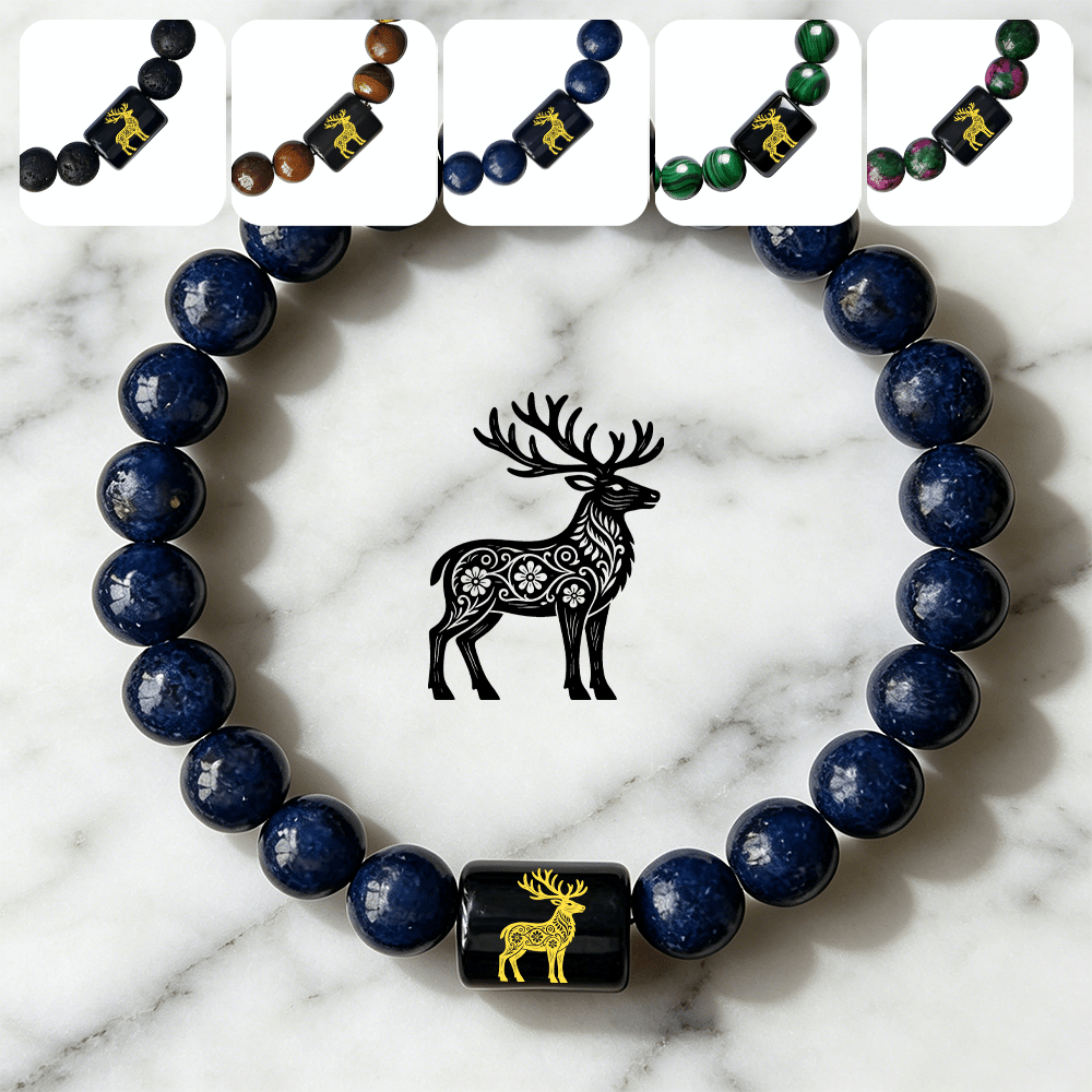 Women's Boho Vintage Deer Charm Beaded Bracelet, Daily Wear